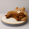 Winter Plush Bear Hug Cat Bed – Cozy High-Back Pet Nest for Cats & Small Dogs