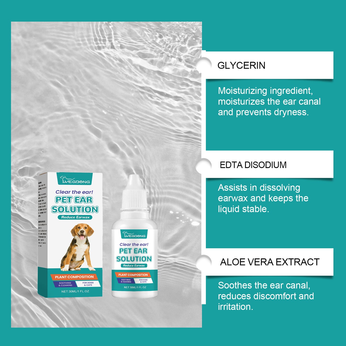 Yegbong Pet Ear Cleaner for Dogs & Cats – Gentle Ear Wash, Removes Wax & Dirt, Relieves Discomfort