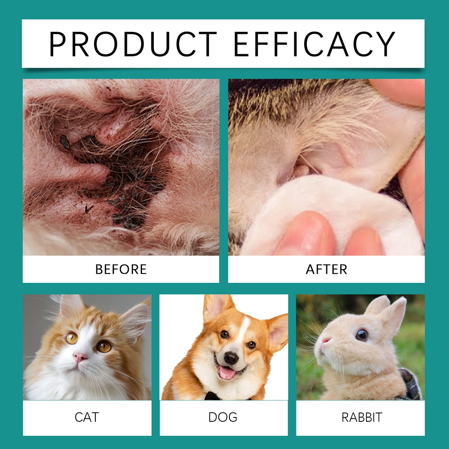 Yegbong Pet Ear Cleaner for Dogs & Cats – Gentle Ear Wash, Removes Wax & Dirt, Relieves Discomfort