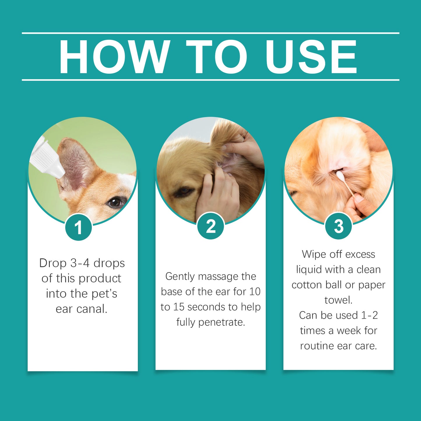 Yegbong Pet Ear Cleaner for Dogs & Cats – Gentle Ear Wash, Removes Wax & Dirt, Relieves Discomfort